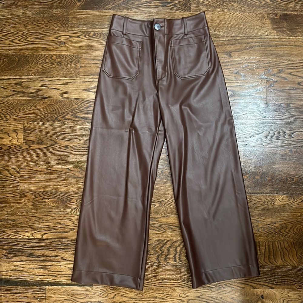 Anthropologie Colette faux leather cropped pants
